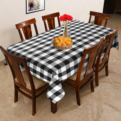OASIS Cotton 6 Seater Checkered Table Cover(Black)