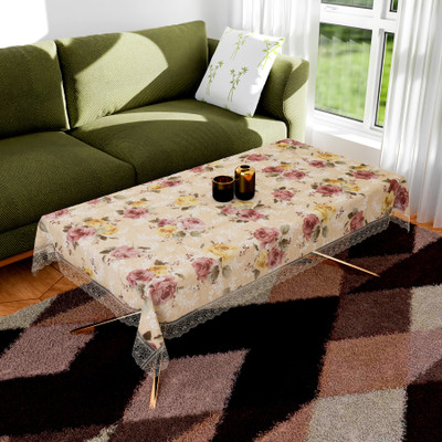 KUBER INDUSTRIES Self Design 4 Seater Table Cover(Beige, PVC)