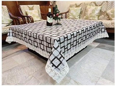 rulit Printed 4 Seater Table Cover(Grey, PVC)