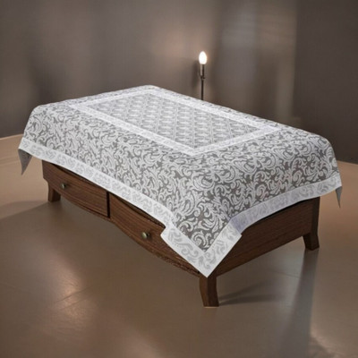 Shri Ganesh Handloom Checkered 4 Seater Table Cover(Silver, Cotton)
