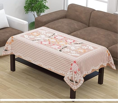 D P C Floral 4 Seater Table Cover(Beige, Polyester)