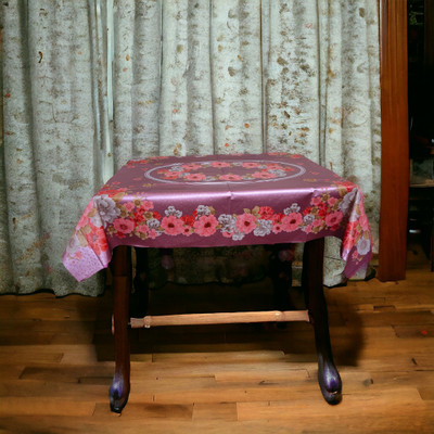 Mopak Decor Printed 2 Seater Table Cover(Maroon, Polyester)