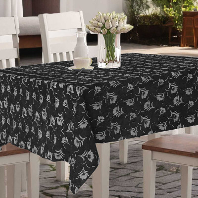 Jainco Decor Printed 6 Seater Table Cover(Black, PVC)