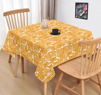 OASIS Printed 2 Seater Table Cover(Yellow, Cotton)