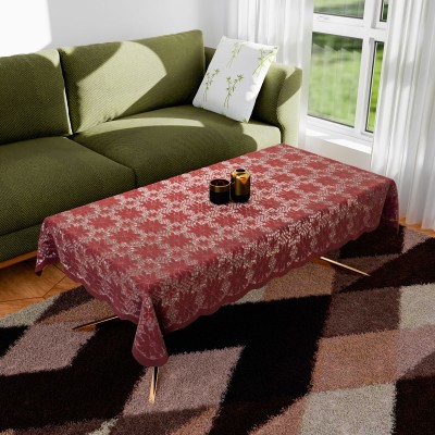 KUBER INDUSTRIES Self Design 4 Seater Table Cover(Maroon, Cotton)