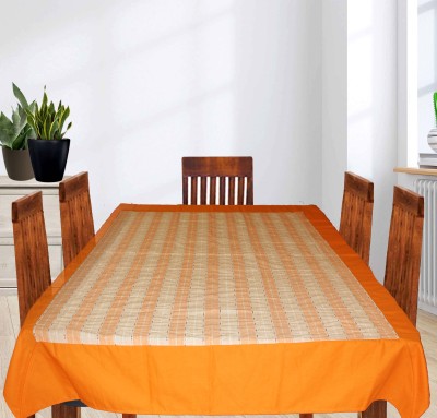 Dekor World Striped 8 Seater Table Cover(Orange, Cotton)
