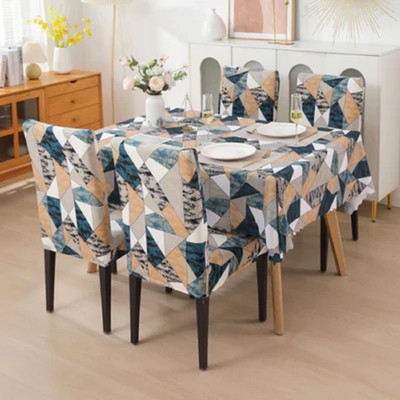 TURIYA Abstract 4 Seater Table Cover(Multicolor, Polyester, Spandex, Pack of 4)