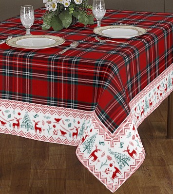 Bee Tex Printed 6 Seater Table Cover(Maroon, Cotton)