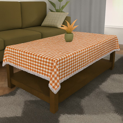 OPTICA WEAVES Cotton 6 Seater Checkered Table Cover(Orange)