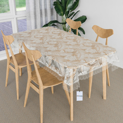 HOMESTIC Self Design 4 Seater Table Cover(White, PVC)
