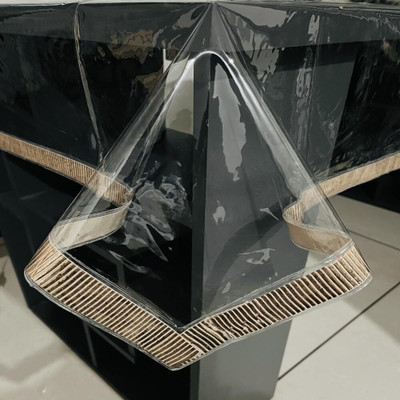 homerz PVC 4 Seater Solid Table Cover(Transparent- Golden Border)