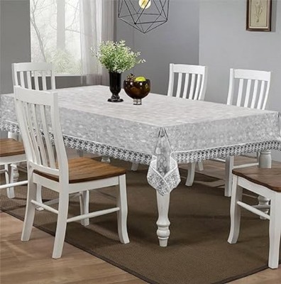 RMDecor Polka, Printed 6 Seater Table Cover(Silver, PVC, Plastic)