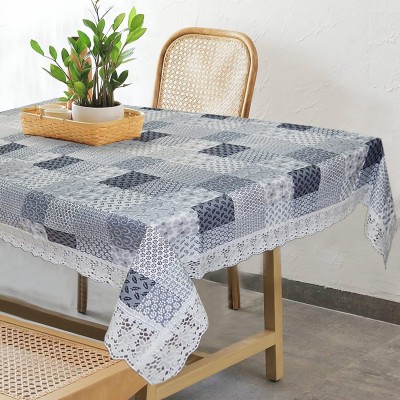 FALAK Printed 6 Seater Table Cover(White, PVC)