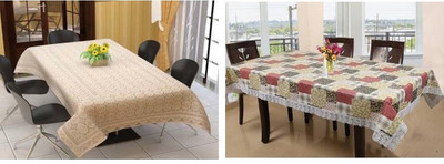 RDR INDUSTRIES Cotton 6 Seater Printed Table Cover(Multicolor, Pack of 2)