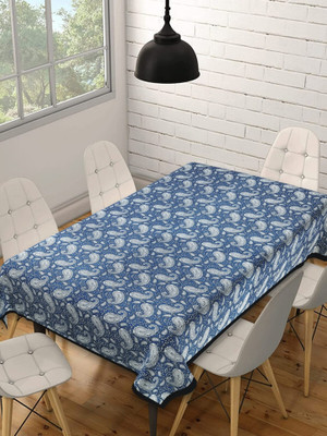 Texstylers Cotton 8 Seater Abstract Table Cover(Blue Paisley)