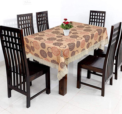 KUBER INDUSTRIES Self Design 6 Seater Table Cover(Cream, PVC)