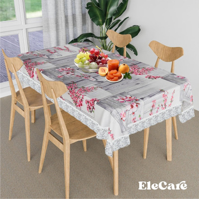 EleCare Printed 4 Seater Table Cover(Multicolor white Laisse, PVC, Plastic)