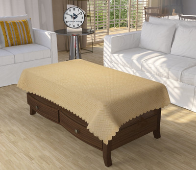 Bigger fish Self Design 4 Seater Table Cover(Cream, Velvet)