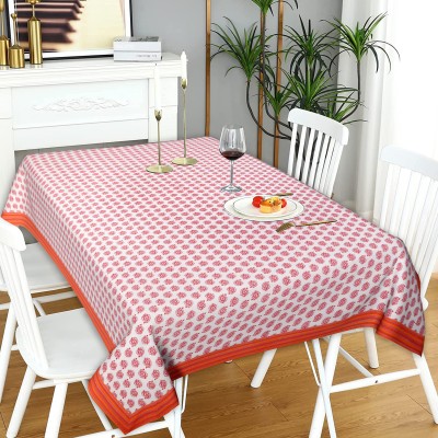 RATAN CART Floral 8 Seater Table Cover(Orange, Cotton)