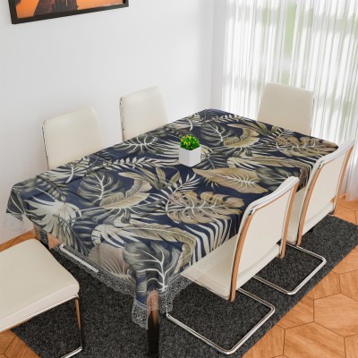 KUBER INDUSTRIES Floral 6 Seater Table Cover(Blue, PVC)