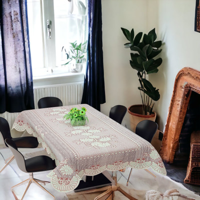 Bigger fish Floral 6 Seater Table Cover(Maroon, Cotton)