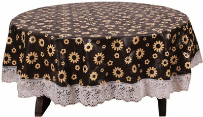 WIN WORLD PVC 8 Seater Floral Table Cover(Brown)