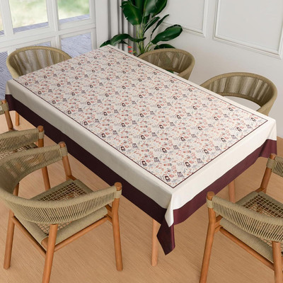 homerz Cotton 6 Seater Self Design Table Cover(Multicolor)