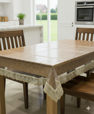 Faizandecor PVC 4 Seater Solid Table Cover(Golden)