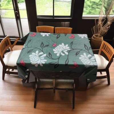 Mopak Décor Printed 4 Seater Table Cover(Green, Polyester)