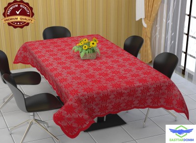 EASTTARDOMM Floral 6 Seater Table Cover(Maroon (Heavy Net Cloth), Cotton)