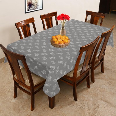 OASIS Printed 6 Seater Table Cover(Grey, Cotton)