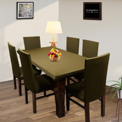 Eleganta Solid 4 Seater Table Cover(Olive Green, Polyester, Spandex)