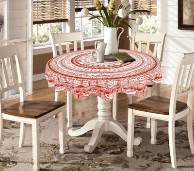 RajoDyana Cotton 6 Seater Printed Table Cover(Red)