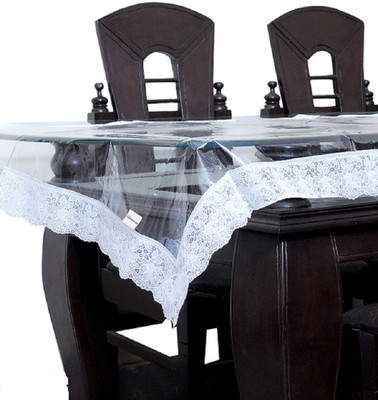 HOMESTIC Self Design 6 Seater Table Cover(Silver, PVC)