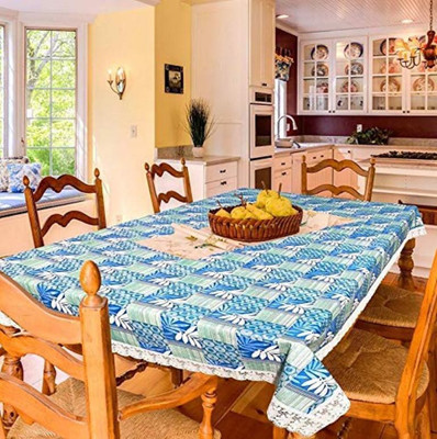 BHARAT RETAIL INC PVC 6 Seater Printed Table Cover(Firozi)