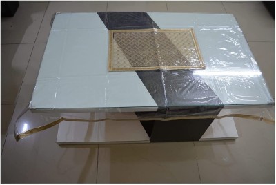 Bless Kraft Solid 4 Seater Table Cover(Transparent, Gold, PVC)