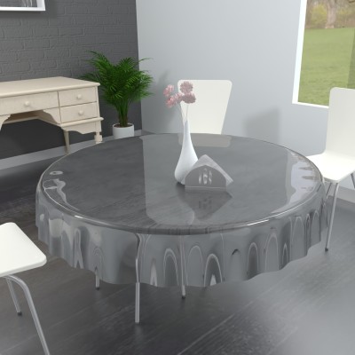 TANLOOMS Solid 6 Seater Table Cover(Transparent, PVC)