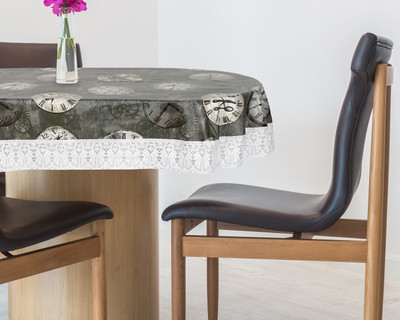 The Furnishing Tree Printed 12 Seater Table Cover(Black, PVC)