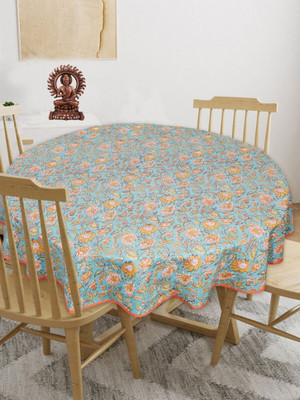 Texstylers Cotton 6 Seater Printed Table Cover(Light Blue)