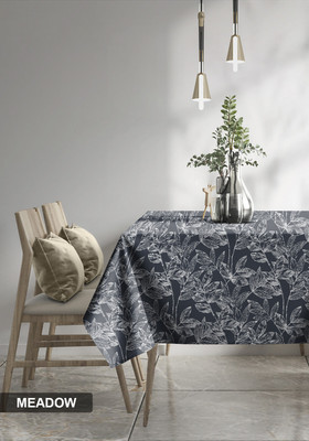 Casableu Floral 6 Seater Table Cover(Grey, Polyester)