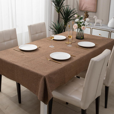 HOKiPO Solid 4 Seater Table Cover(Brown, Polyester, Cotton)