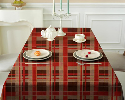 Casanest Checkered 10 Seater Table Cover(Red, Plastic)