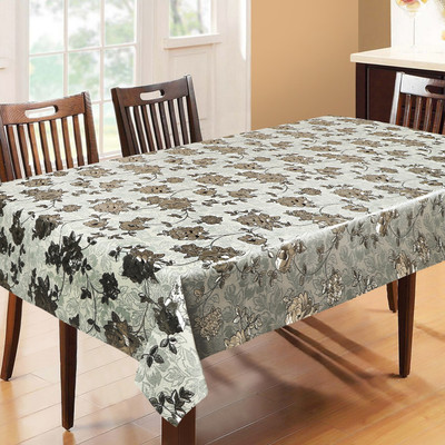Dakshya Industries Printed 6 Seater Table Cover(White, PVC)