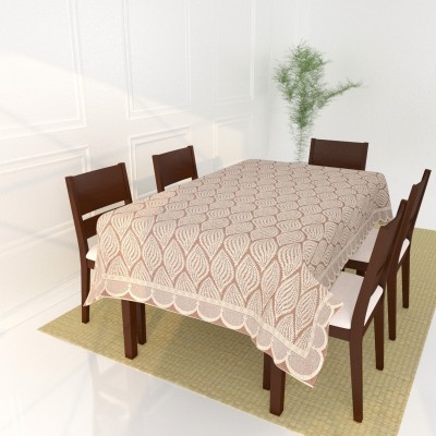 croox Floral 6 Seater Table Cover(Beige, Cotton)