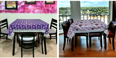 Kashhtu Polyester 6 Seater Floral Table Cover(Multicolor, Pack of 2)