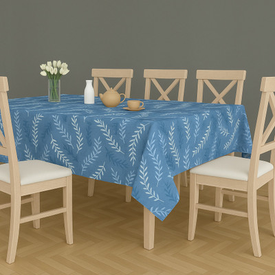 RRC Cotton 6 Seater Printed Table Cover(Blue, White)