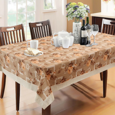 Dakshya Industries Printed 6 Seater Table Cover(Beige, PVC)