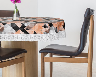 The Furnishing Tree Printed 6 Seater Table Cover(Orange, PVC)