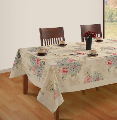 SWAYAM Floral 6 Seater Table Cover(Cream Floral, Cotton)