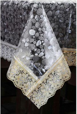 SHAVIN PVC 4 Seater Geometric Table Cover(transparent)